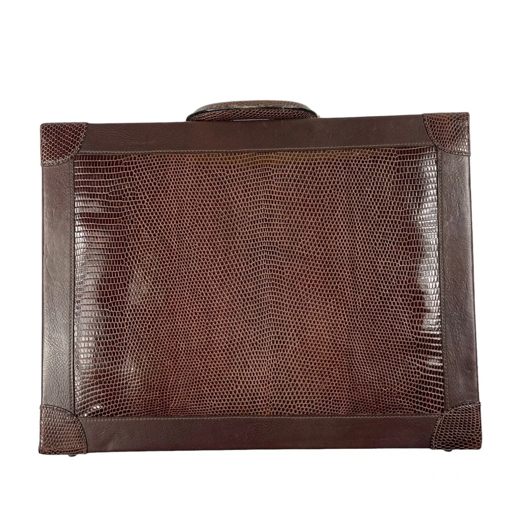 Bally‎ Brown Teju Lizard Mens Briefcase 16X13X4 Rare Excellent